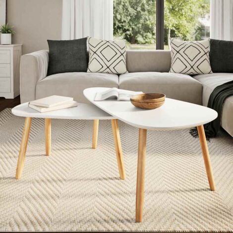 vidaXL Set Tavolini Salotto 2pz in Legno Massello Massello Pino Bianco