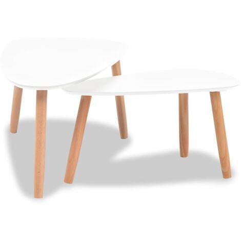 vidaXL Set Tavolini Salotto 2pz in Legno Massello Massello Pino Bianco