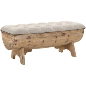 vidaXL Cassapanca in Legno Massello e Tessuto 103x51x44 cm