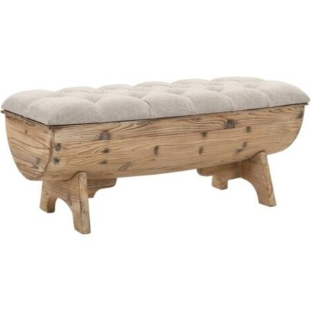 vidaXL Cassapanca in Legno Massello e Tessuto 103x51x44 cm