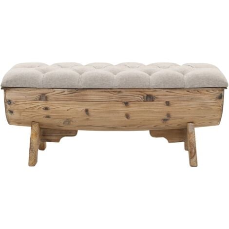 vidaXL Cassapanca in Legno Massello e Tessuto 103x51x44 cm