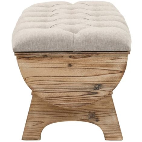 vidaXL Cassapanca in Legno Massello e Tessuto 103x51x44 cm