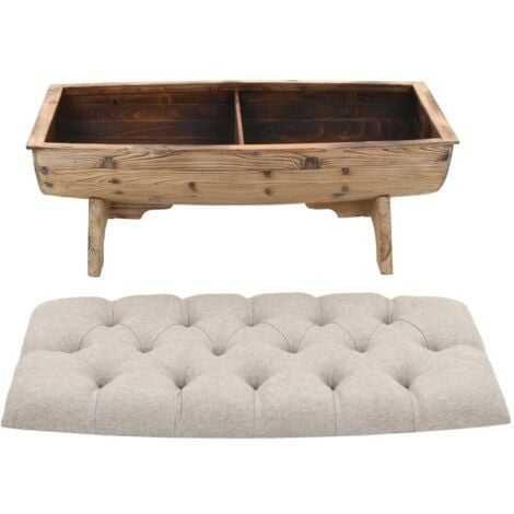 vidaXL Cassapanca in Legno Massello e Tessuto 103x51x44 cm