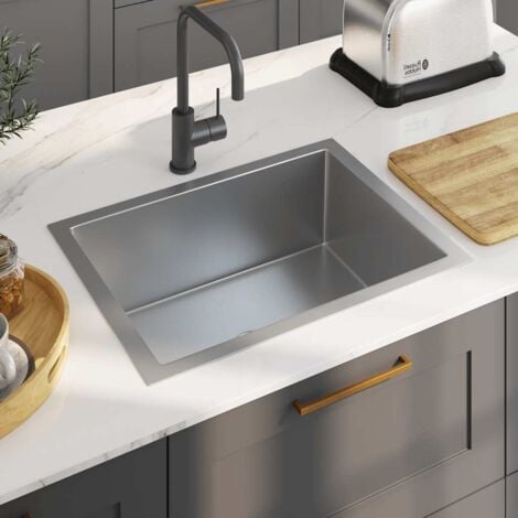 vidaXL Lavello da Cucina Lavorato a Mano con Filtro in Acciaio Inox