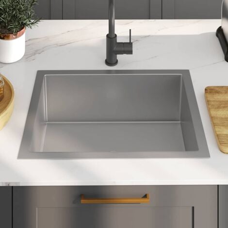 vidaXL Lavello da Cucina Lavorato a Mano con Filtro in Acciaio Inox