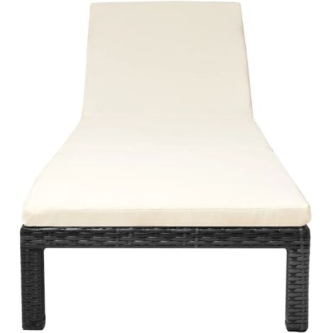 vidaXL Lettino Prendisole con Cuscino in Polyrattan Nero