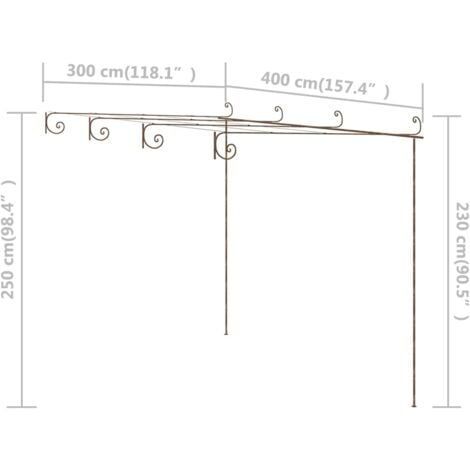 vidaXL Pergolato da Giardino Marrone Anticato 4x3x2,5 m in Ferro