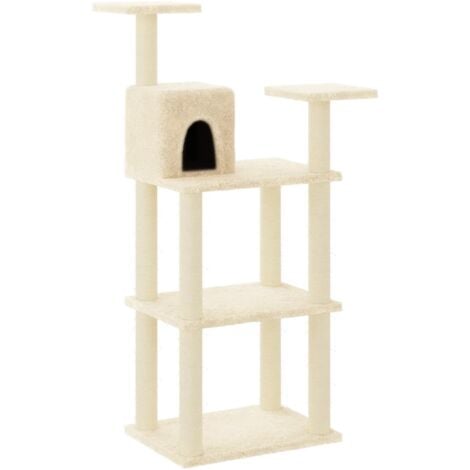 vidaXL Albero per Gatti con Tiragraffi in Sisal Crema 118,5 cm