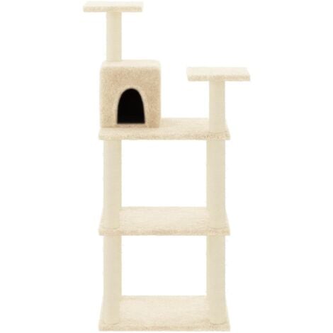 vidaXL Albero per Gatti con Tiragraffi in Sisal Crema 118,5 cm