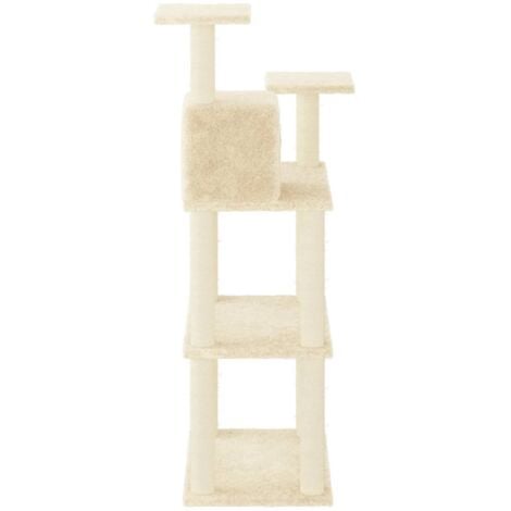 vidaXL Albero per Gatti con Tiragraffi in Sisal Crema 118,5 cm