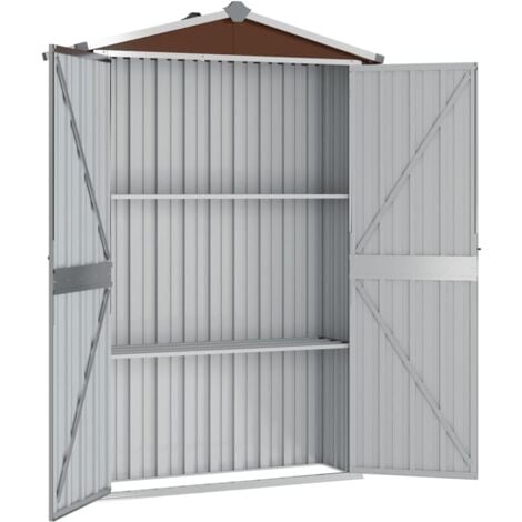 vidaXL Capanno da Giardino Marrone 116x45x175 cm in Acciaio Zincato