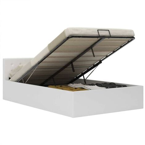 vidaXL Giroletto con Contenitore Idraulico Bianco Similpelle 120x200cm