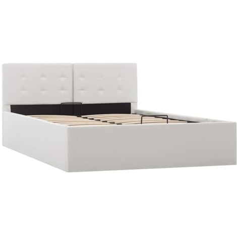 vidaXL Giroletto con Contenitore Idraulico Bianco Similpelle 120x200cm