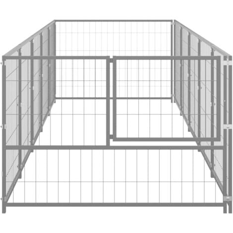 vidaXL Gabbia per Cani Argento 5 m² in Acciaio