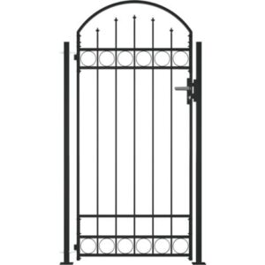 vidaXL Cancello per Recinzione ad Arco con 2 Pali 105×204 cm Nero