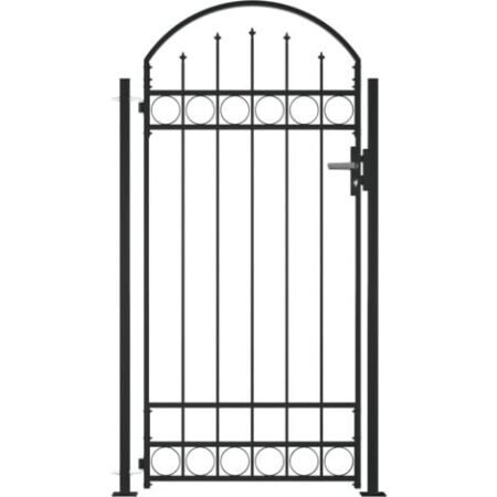 vidaXL Cancello per Recinzione ad Arco con 2 Pali 105x204 cm Nero
