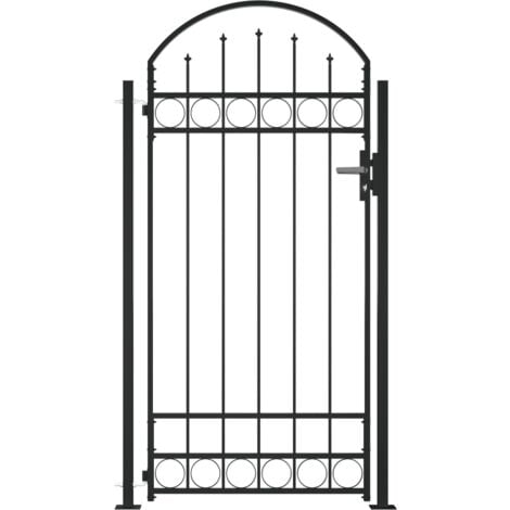 vidaXL Cancello per Recinzione ad Arco con 2 Pali 105x204 cm Nero