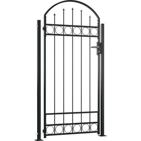 vidaXL Cancello per Recinzione ad Arco con 2 Pali 105x204 cm Nero