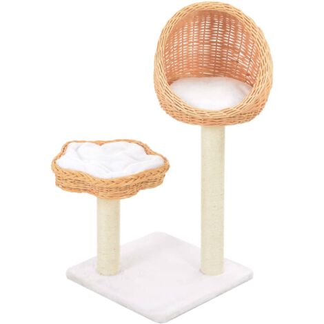 vidaXL Albero per Gatti con Tiragraffi in Legno di Salice Naturale
