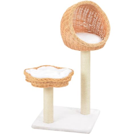 vidaXL Albero per Gatti con Tiragraffi in Legno di Salice Naturale