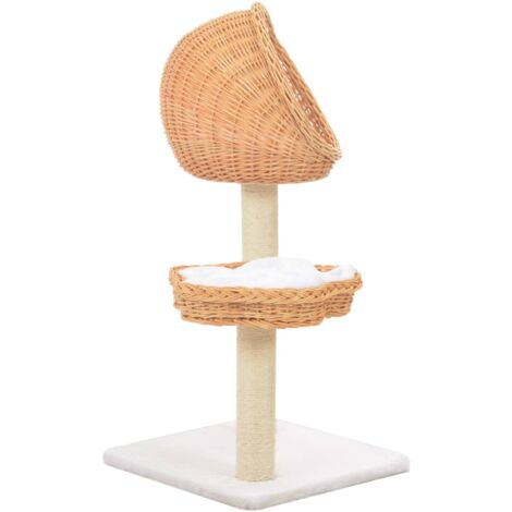 vidaXL Albero per Gatti con Tiragraffi in Legno di Salice Naturale