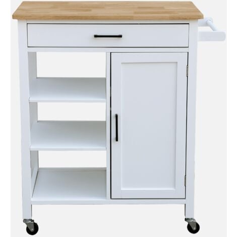 Carrello da cucina in legno di gomma con manico