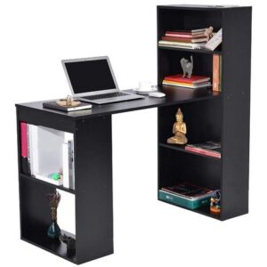 Scrivania con Libreria Tavolo Porta Pc Computer in Melanina Casa Ufficio Nero