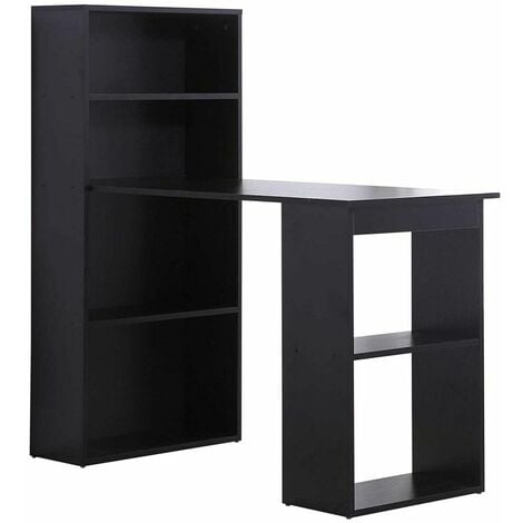 Scrivania con Libreria Tavolo Porta Pc Computer in Melanina Casa Ufficio Nero