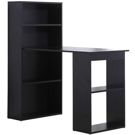 Scrivania con Libreria Tavolo Porta Pc Computer in Melanina Casa Ufficio Nero