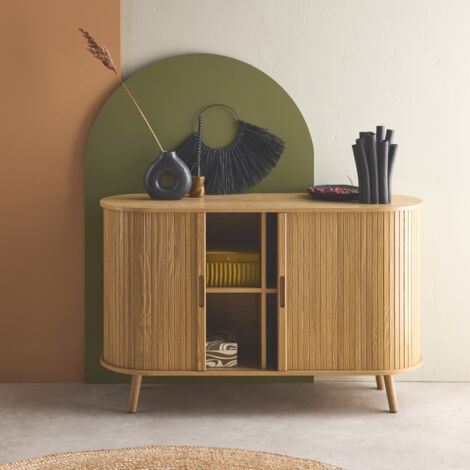 Credenza scandinava a 2 ante scorrevoli, 120cm