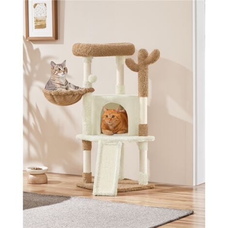 Yaheetech Albero Tiragraffi per Gatti a Forma di Cactus in Truciolato e Corda di Sisal 42,5 cm × 42,5 cm × 106,5 cm Beige/Marrone