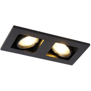 QAZQA + Faretto da incasso qure – Moderno – Alluminio – Nero – Oblungo/Allungato Max. 2 x Watt
