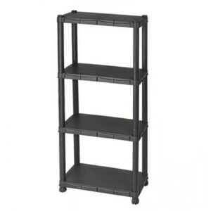 scaffale 4 ripiani in polipropilene “kronos” nero 60x30x143 cm