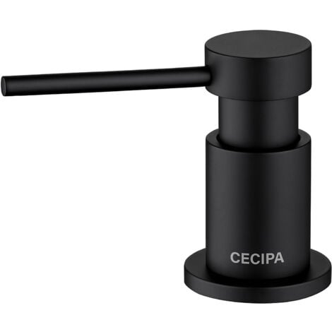 Cecipa Dispenser Sapone da Cucina Con Contenitore da 300 ml + Tubo di Prolunga in Silicone da 1,25 m - Dispenser di Sapone per Lavello da Cucina Sottopiano - Nero