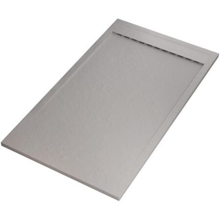 Piatto doccia in marmo resina grigio chiaro pietra cemento prestige, misura 70x100