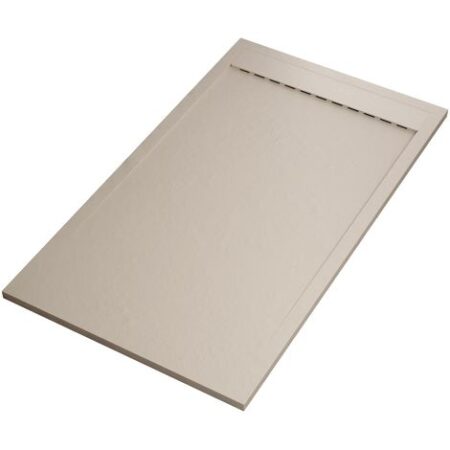 Piatto doccia in marmoresina crema effetto pietra cemento prestige, misura 80x130