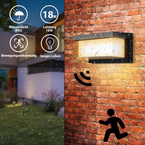 SWANEW Applique LED 18W LED sensore IP65 illuminazione per esterni con sensore di movimento patii giardini bianco caldo