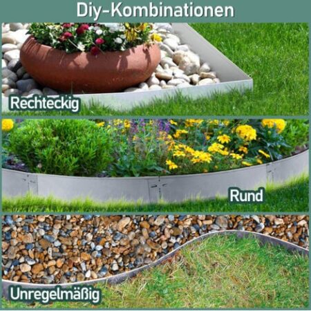 Randaco Bordatura per prato Bordatura per giardino zincata durevole difesa dalle lumache Bordatura per falciatura in metallo 100x15cm 20m