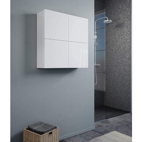 Pensile CUBOTTO a 4 ante con apertura PUSH&PULL Bianco Lucido