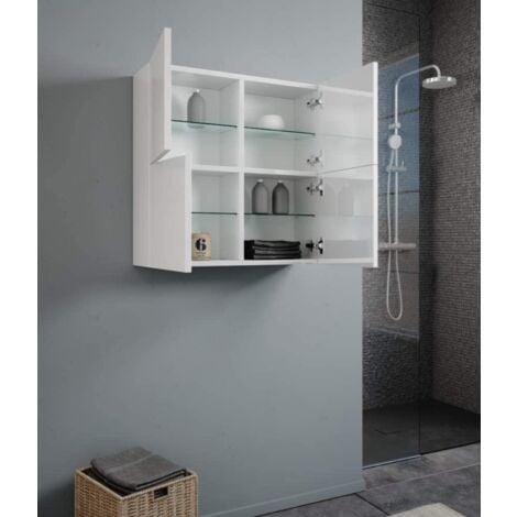 Pensile CUBOTTO a 4 ante con apertura PUSH&PULL Bianco Lucido