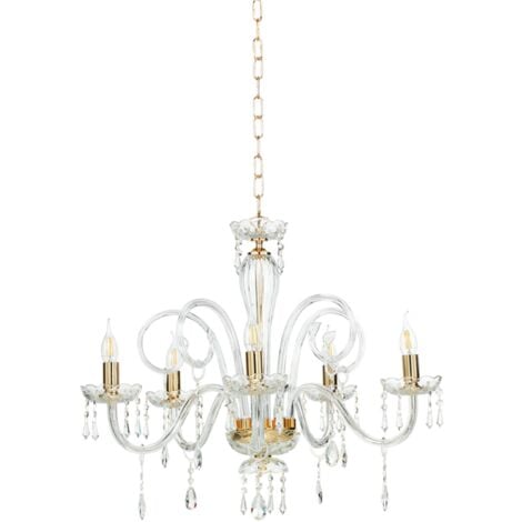 Lampadario a sospensione in cristallo D72 cm MARIATERESA liscio 5 luci