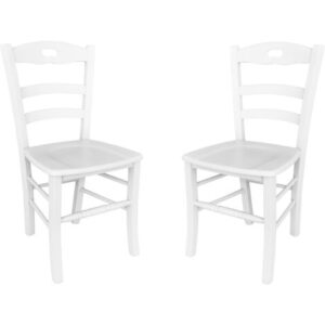 Sedia da cucina con seduta legno LOIRE Laccato Bianco SET 2 PZ