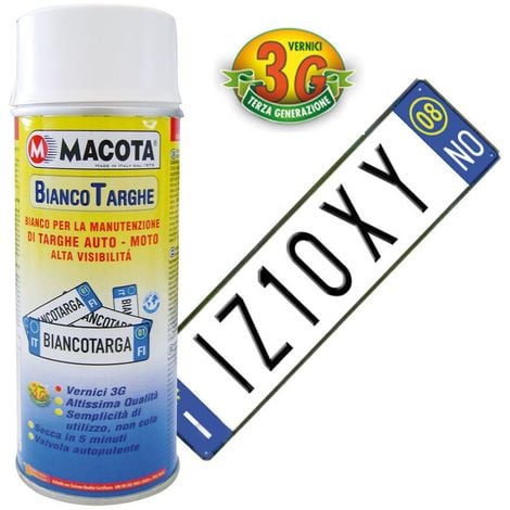Spray vernice smaltata per targhe rinnova manutenzione veicolo in blu/bianco Colore - Bianco