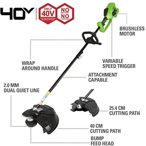 Tagliabordi 40cm GREENWORKS 40V - Senza batteria o caricabatterie - GD40BC
