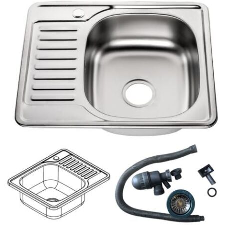 58x48cm Lavello da incasso quadrato in acciaio inox con ripiano destro Lavello da cucina Lavello da incasso Lavello da cucina Lavabo