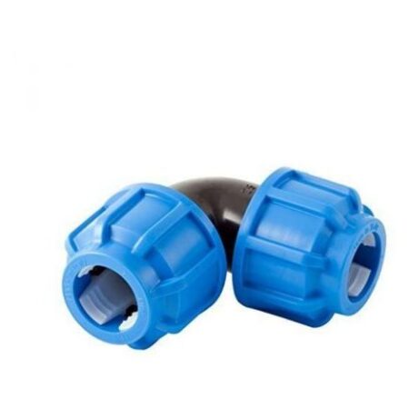 RACCORDO GOMITO A COMPRESSIONE TUBO POLIETILENE IRRIGAZIONE GIARDINO 40x40 mm