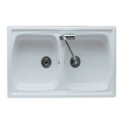 Lavello cucina 2 vasche incasso 86x50 in ceramica reversibile