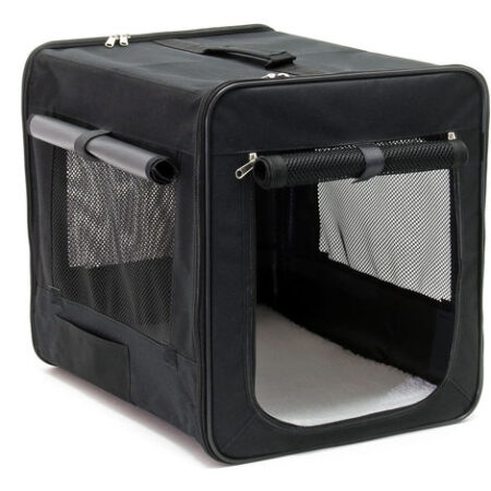 Fudajo Trasportino pieghevole nero per animali domestici, taglia S (42x36x41 cm), con cuscino