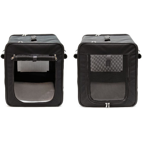 Fudajo Trasportino pieghevole nero per animali domestici, taglia S (42x36x41 cm), con cuscino