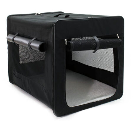 Wiltec Trasportino pieghevole nero per animali domestici, taglia L (76x56x61 cm), con cuscino
